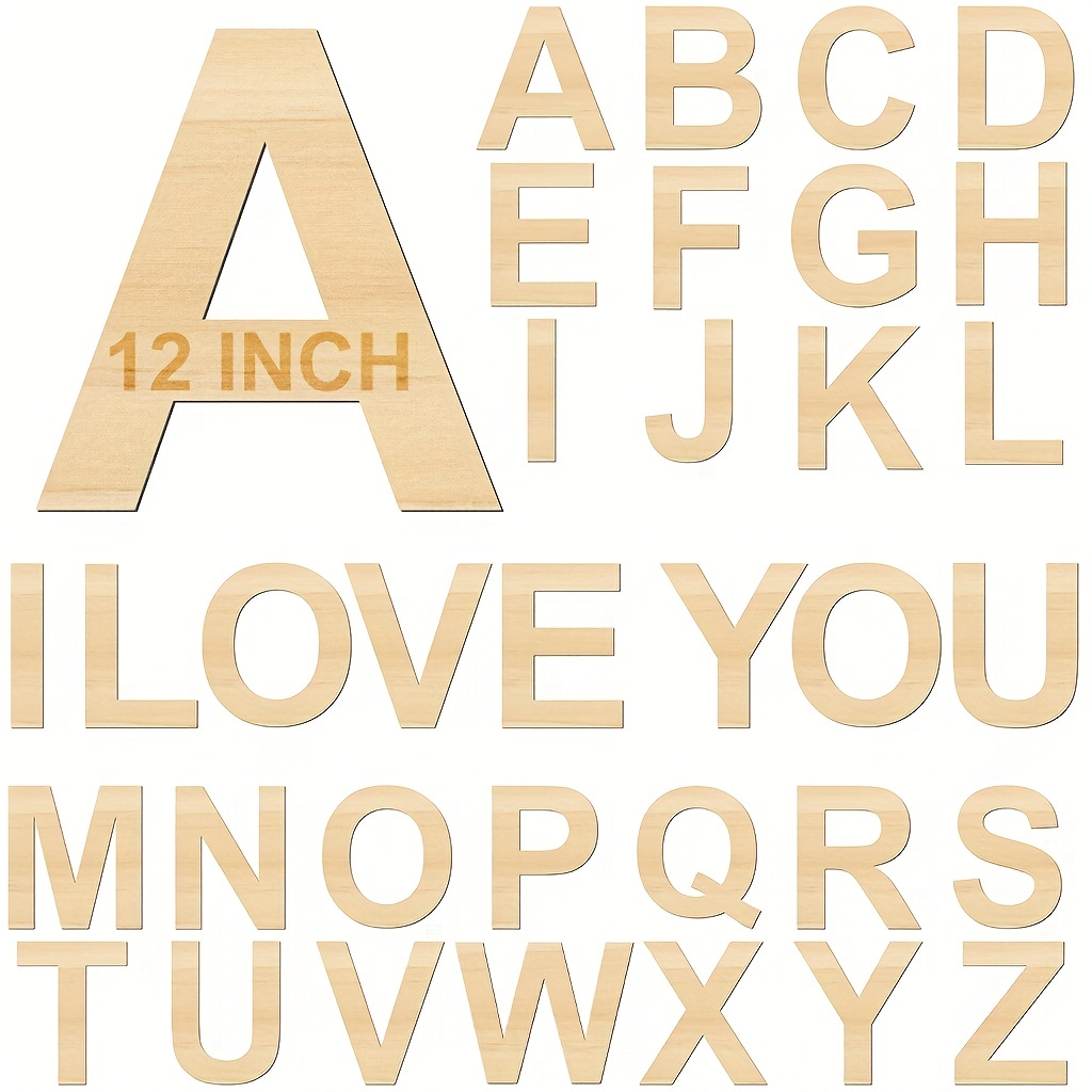 AOCEAN Letras de madera diseñables de 8 pulgadas, letras de madera sin  terminar para decoración de pared, letras decorativas de pie, rebanadas