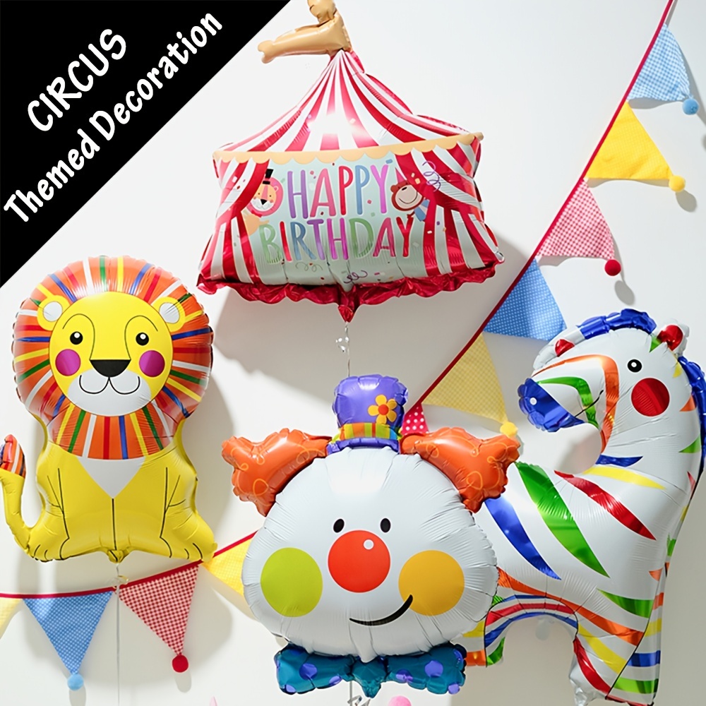 Decoraciones de fiesta temática de circo, decoraciones de carnaval incluyen  arco de globos de confeti, telón de fondo de carnaval, mantel, carteles de