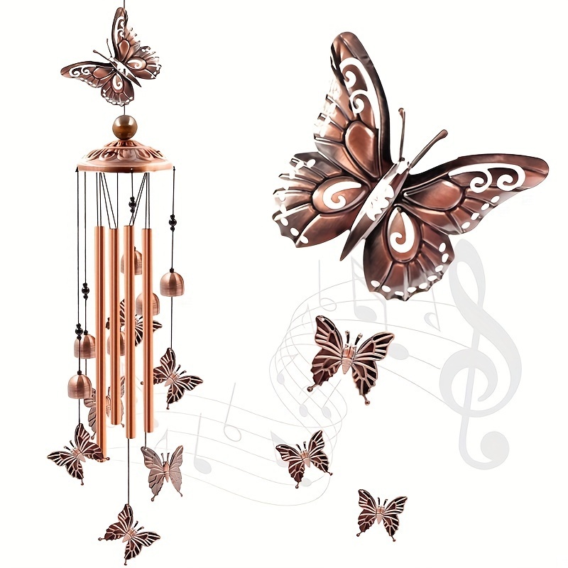 Butterfly Wind Chimes With Decorative Fake Crystals Beads - Temu