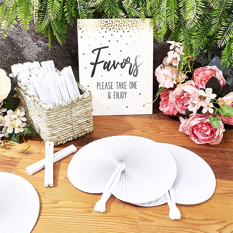 30/50 Pcs White Paper Hand Fan Bamboo Paper Folding Fans, for Party  Wedding, Home Decoration, DIY Painting. (30pcs)