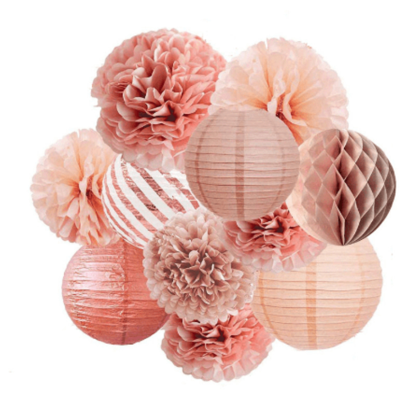 Dusty Rose Blush Tissue Pom Poms Flowers For Wedding - Temu