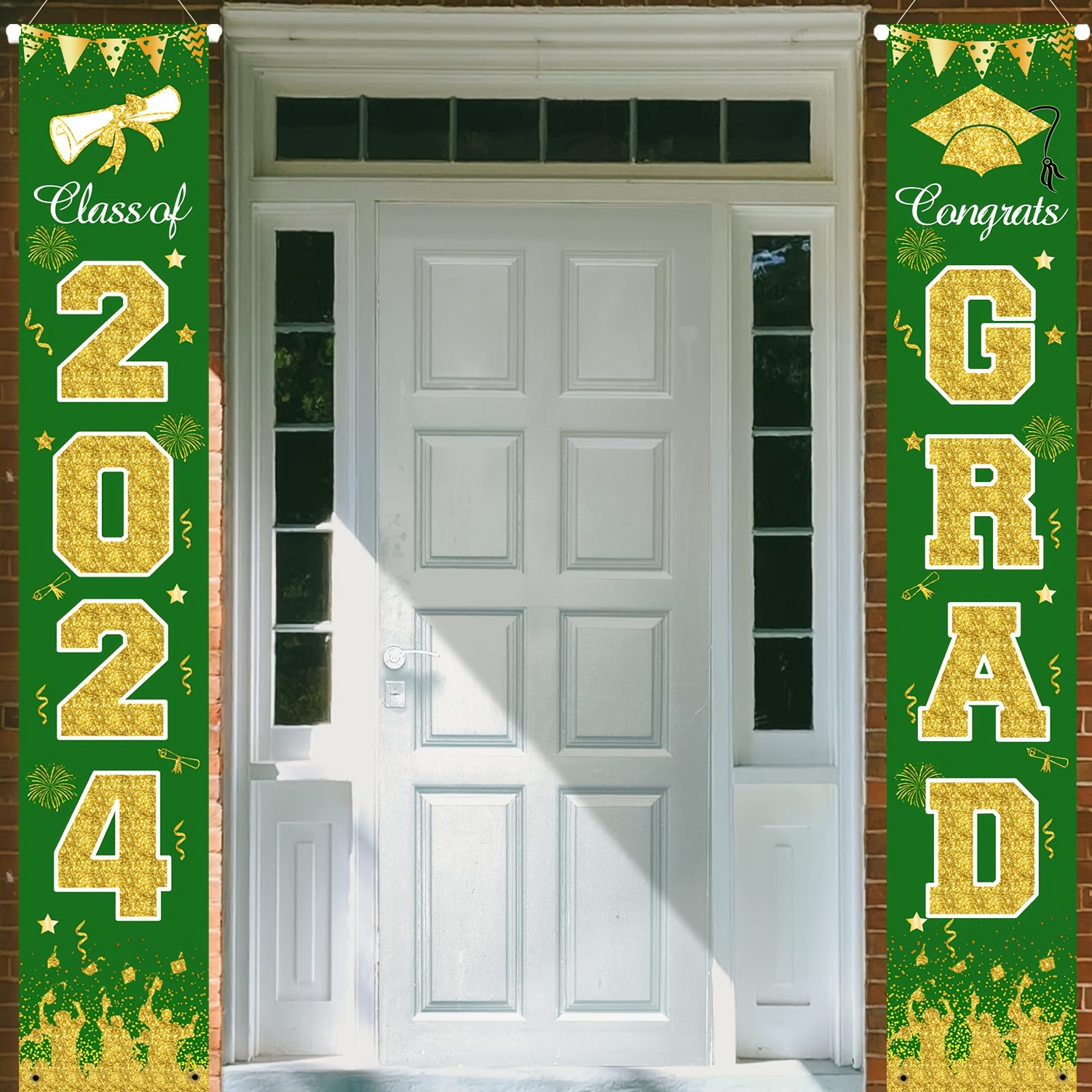 Purple Gold Graduation Decorations Class of 2024 Banner Set, 3Pcs 2024  Graduation Porch Sign Door Cover for Front Door Wall Yard Hanging  Background