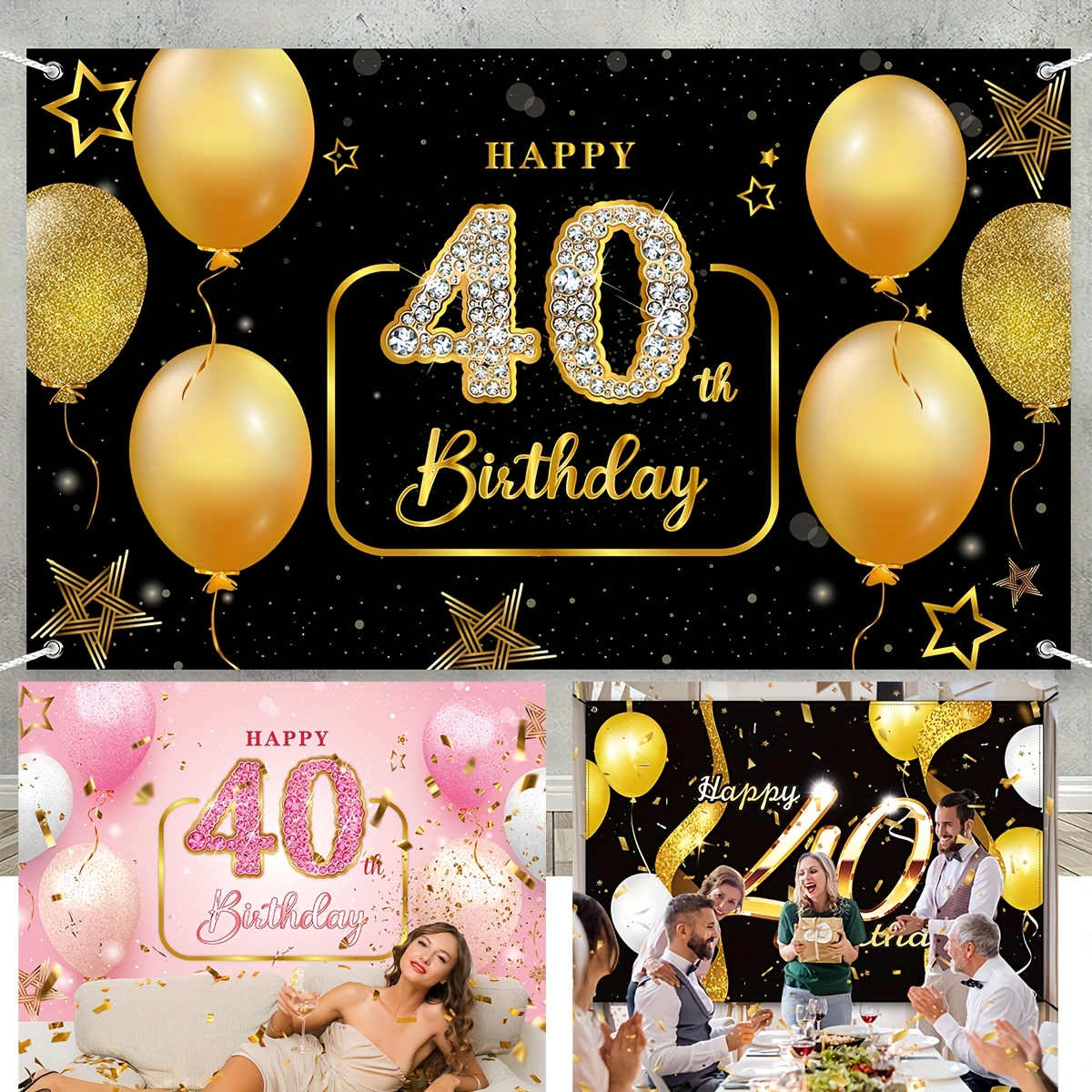 Feliz Cumpleaños Happy Birthday Backdrop Banner Decorations for Women Men  Bday Background Photography Party Decor Sign Supplies Black and Gold :  : Health & Personal Care