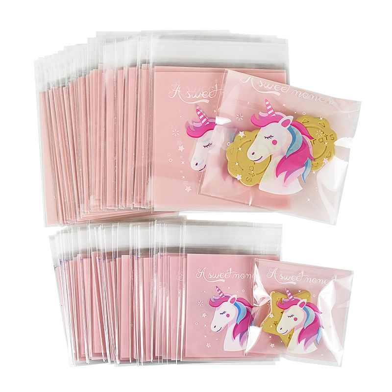 10pcs/set Plastic Gift Wrapping Bag, Cartoon Unicorn & Rainbow Pattern Gift  Bag For Party