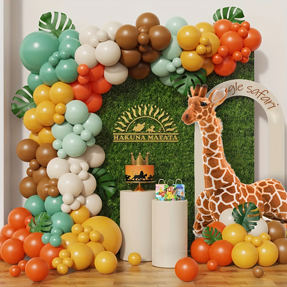  Globos de decoración de fiesta de safari, 68 piezas de animales  de la selva, decoración de fiesta de cumpleaños de niños, safari, baby  shower, cupcakes, paquete de globos de látex y