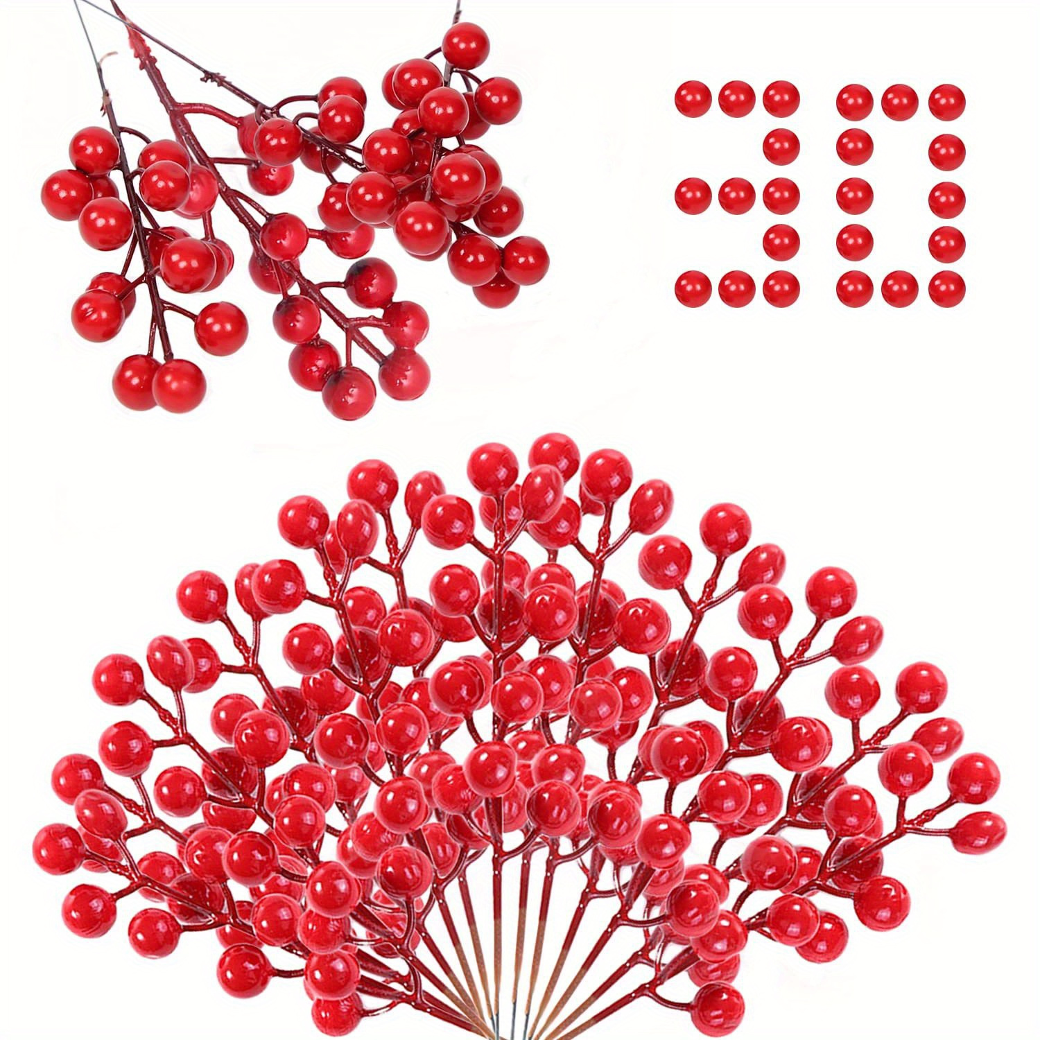 3pcs, Winter Berry Long Stems Artificial Berry Simulation Beans Picks  Lifelike Berries Bouquet Christmas New Year Spring Festival Home Decoration  For