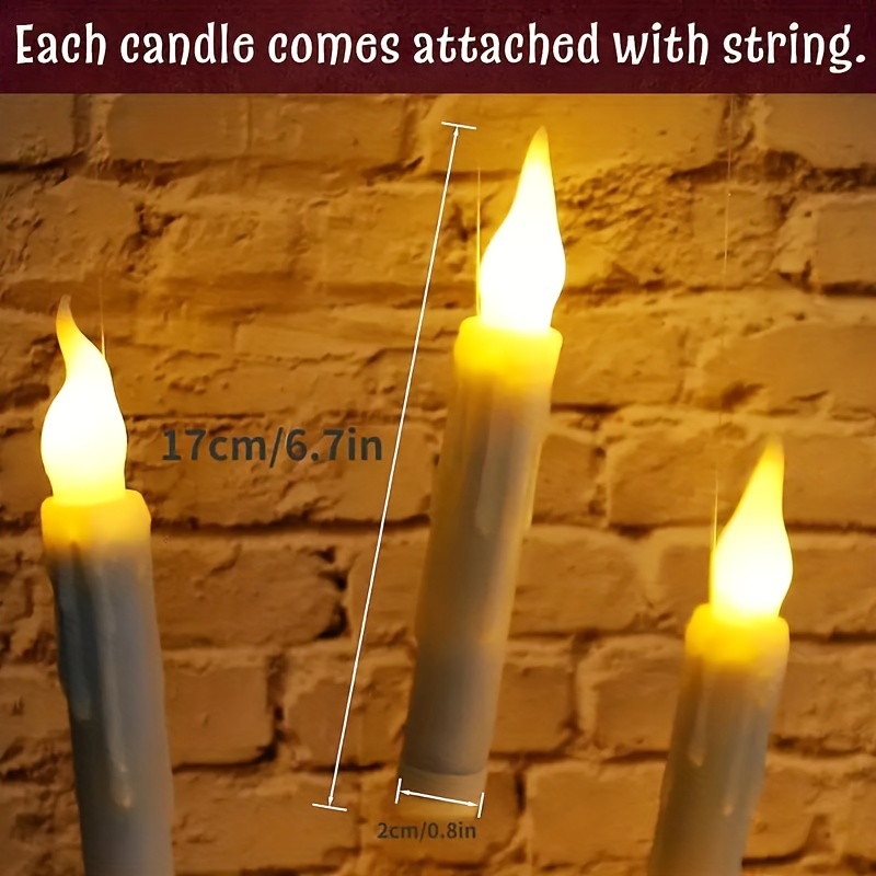 Floating Candles with Wand 20PCS Harry Potter Magic Hanging Candles Warm  Light Battery Operated for Valentine's Day Gift Party Decor 
