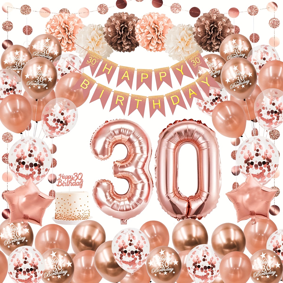 Globo de cumpleaños de 30 años, decoraciones de cumpleaños de 30, globos  burdeos de 30, suministros de fiesta de cumpleaños número 30, globos de