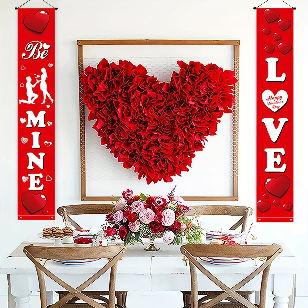  Cartel de feliz día de San Valentín, decoración de fiesta de San  Valentín, guirnalda de San Valentín, accesorios de fotos de San Valentín,  decoraciones de corazón, fiesta de aniversario de boda, 