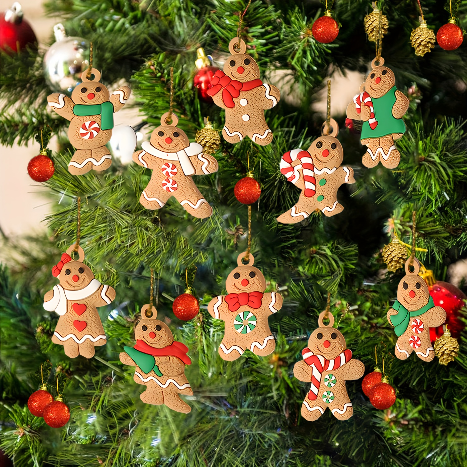 Christmas Sale! 12pcs/lot Shiny Tiny Christmas Ornaments Assorted