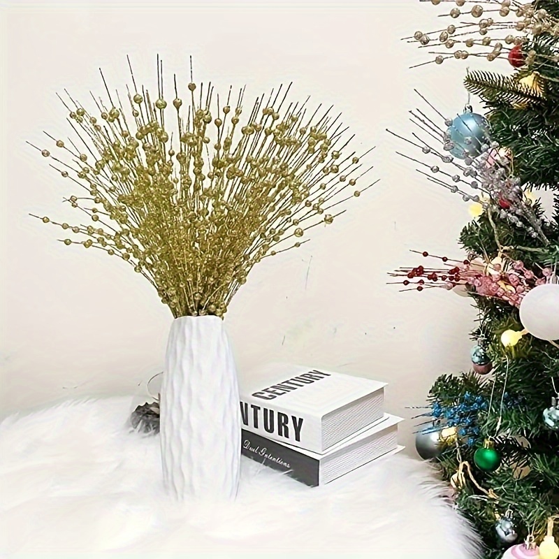 6pcs Christmas Artificial Pine Branches Faux Cedar Picks Floral Sprays  Glitter Greenery Stems Pine Needles Twig For Xmas Vase Filler Home Garland  DIY Wreath Decoration