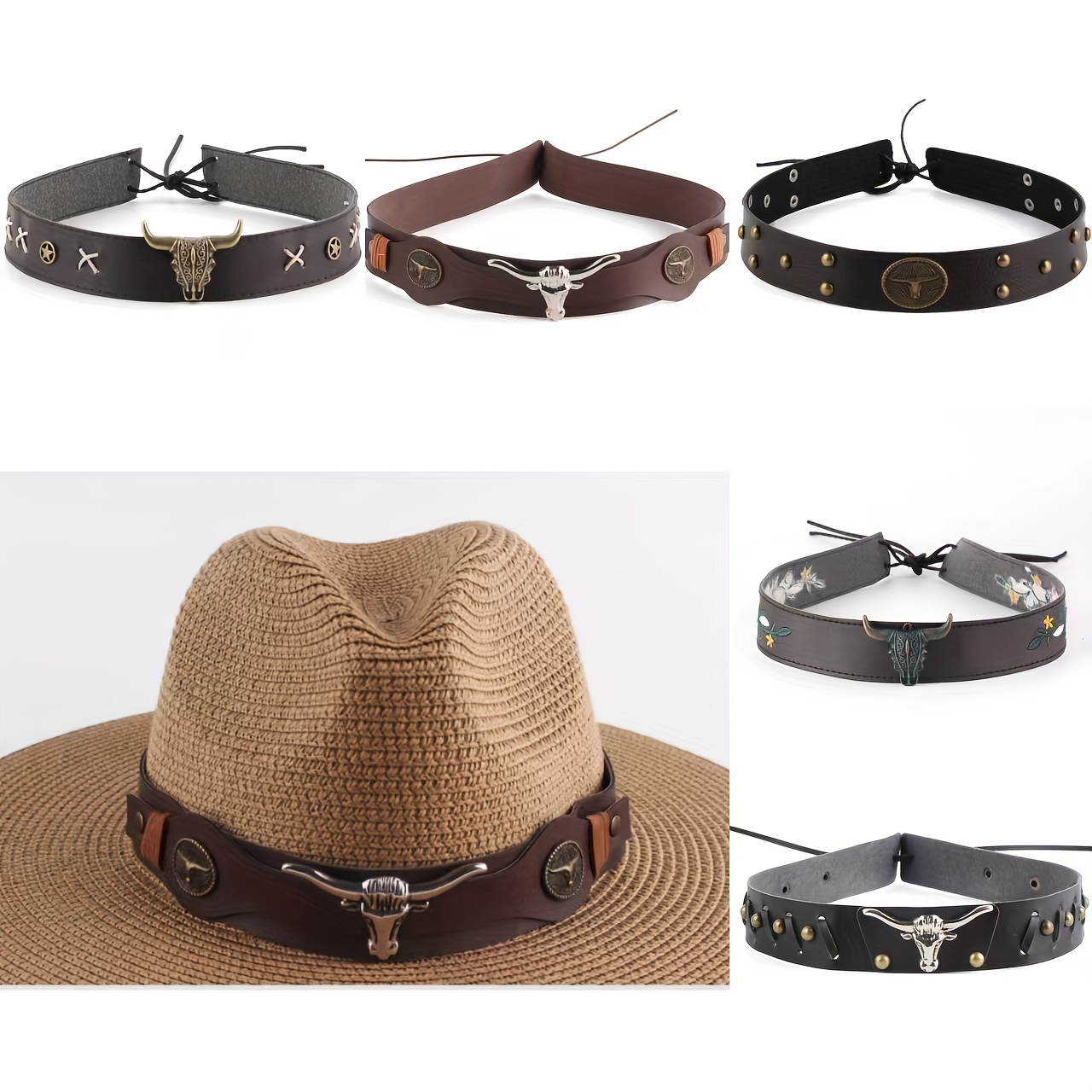Ethnic Style Cowboy Hat, Decoration With Hat Accessories Belt String,  Cowboy Style Decoration Accessories