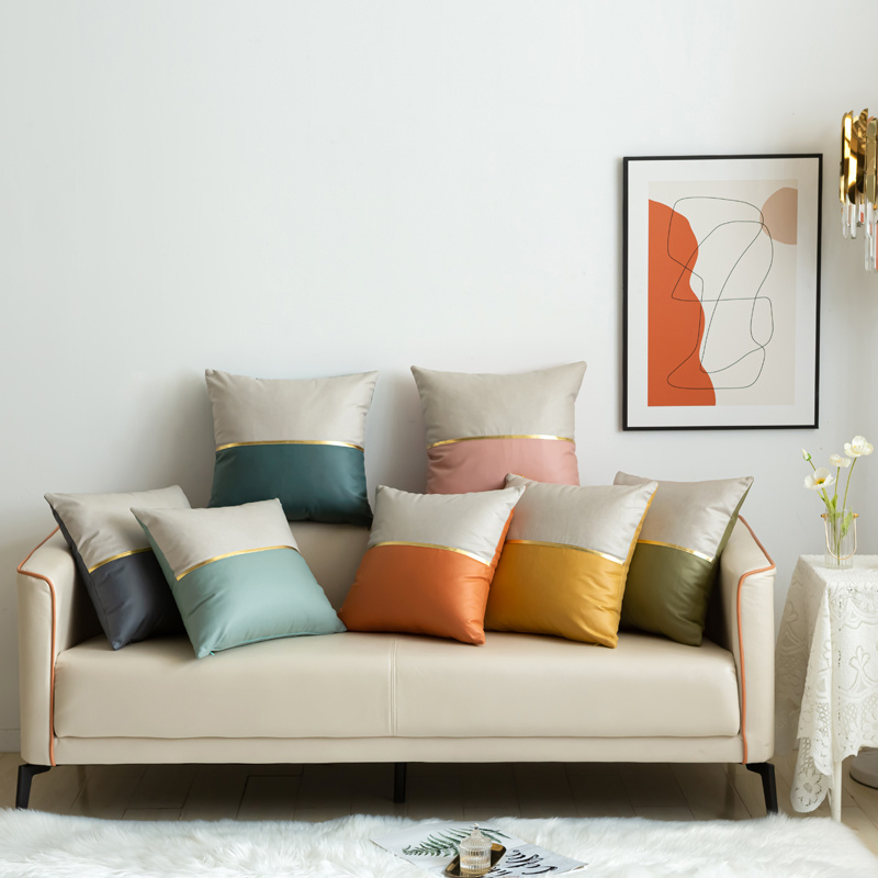 LYCXAMES -- Fundas de cojines de sofá amarillo dorado: Paquete de 2 fundas  de almohada cuadradas de terciopelo a rayas originales de 45 cm x 45 cm  para la decoración del hogar del dormitorio
