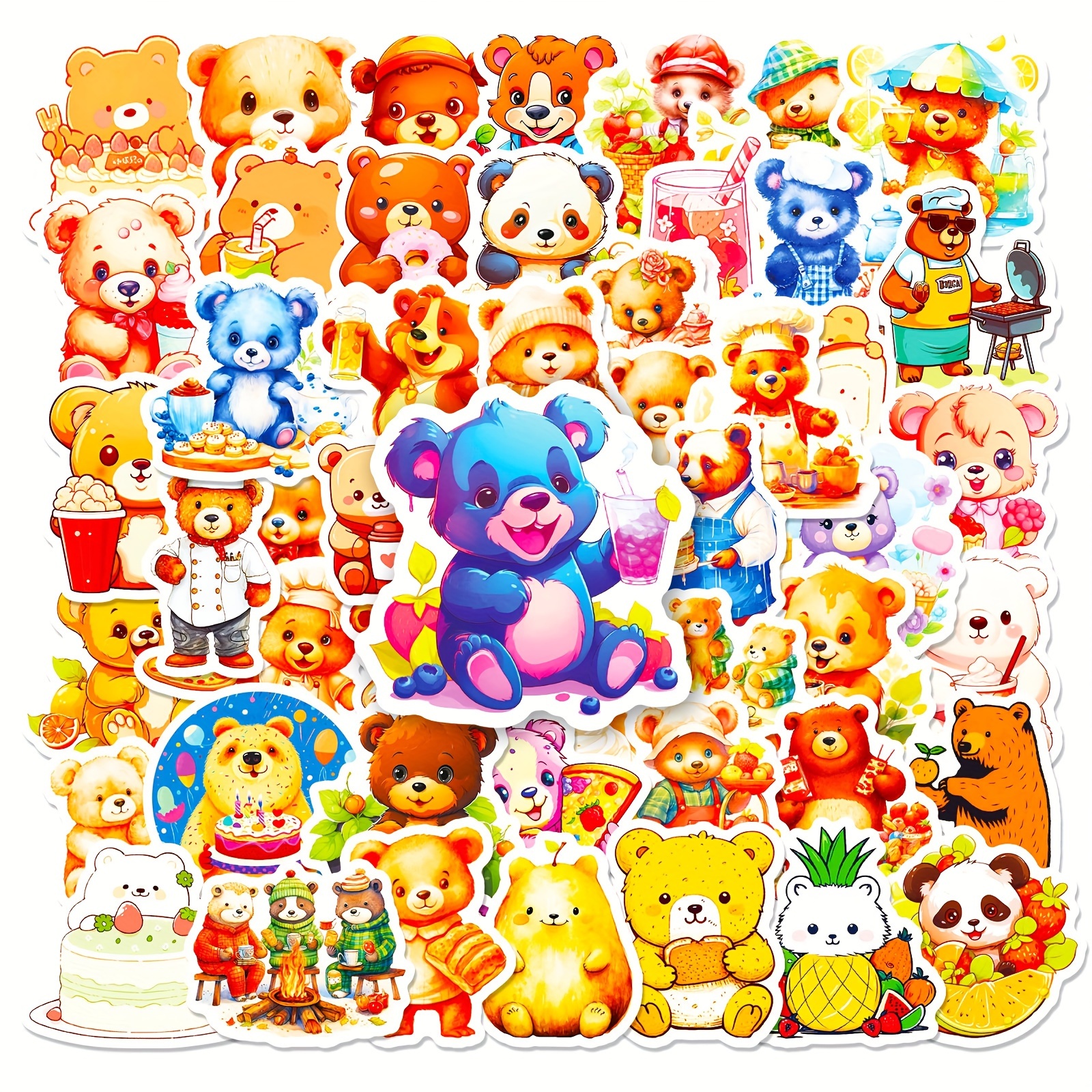 Bag Diy Cute Cartoon Kawaii Pvc Stickers Lovely Cat Bear - Temu