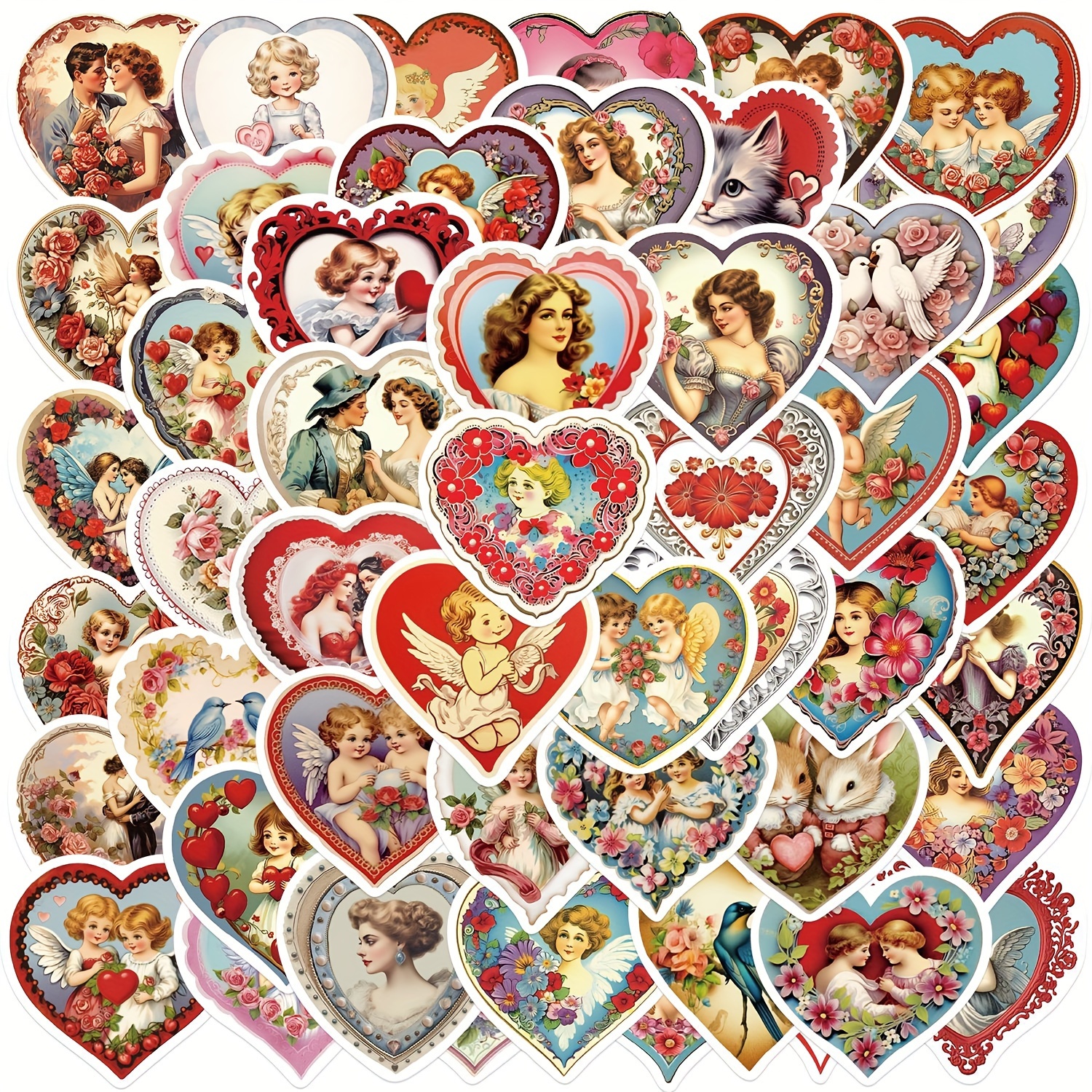 Printable Heart Stickers  Collage Valentine Stickers