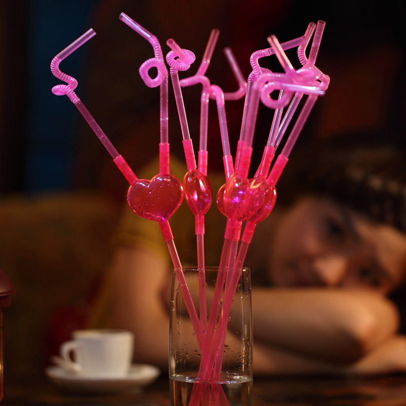 Stainless Steel Straw Creative Romantic Heart Straw - Temu