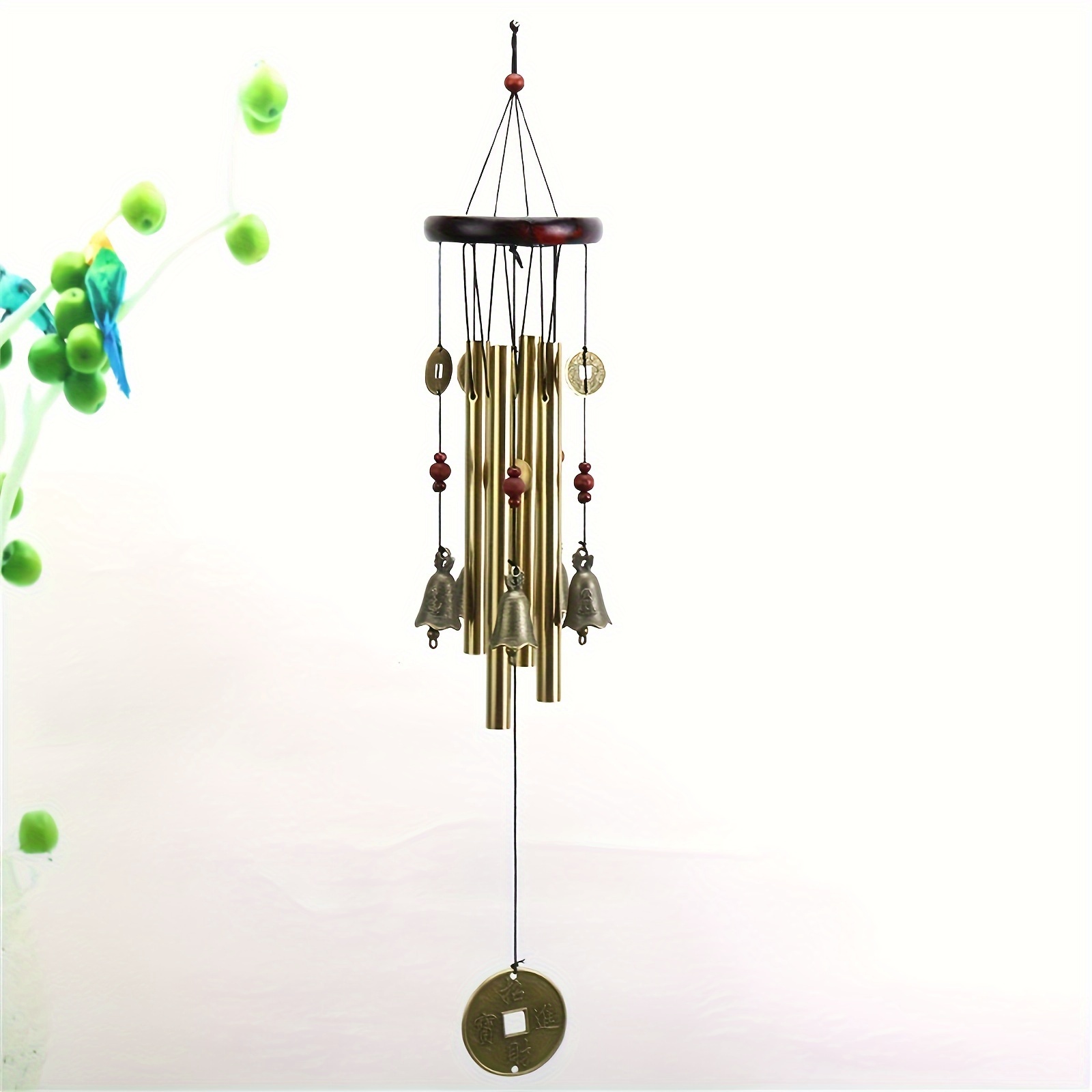 Carillon éolien 7 grands carillons en cuivre rond en verre vert Windsail