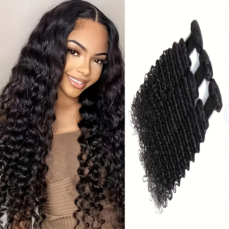 10a Deep Wave Bundles Human Hair 20 22 Brazilian Deep Wave - Temu