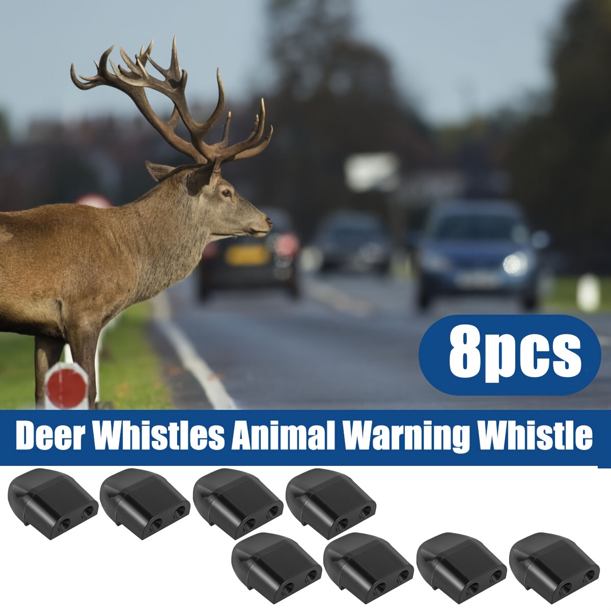 2pcs Silbatos de ciervo del coche Alerta de animales Silbatos de  advertencia automática Sistema de alarma Doble construcción Silbatos de  ciervo dispositivo para el coche