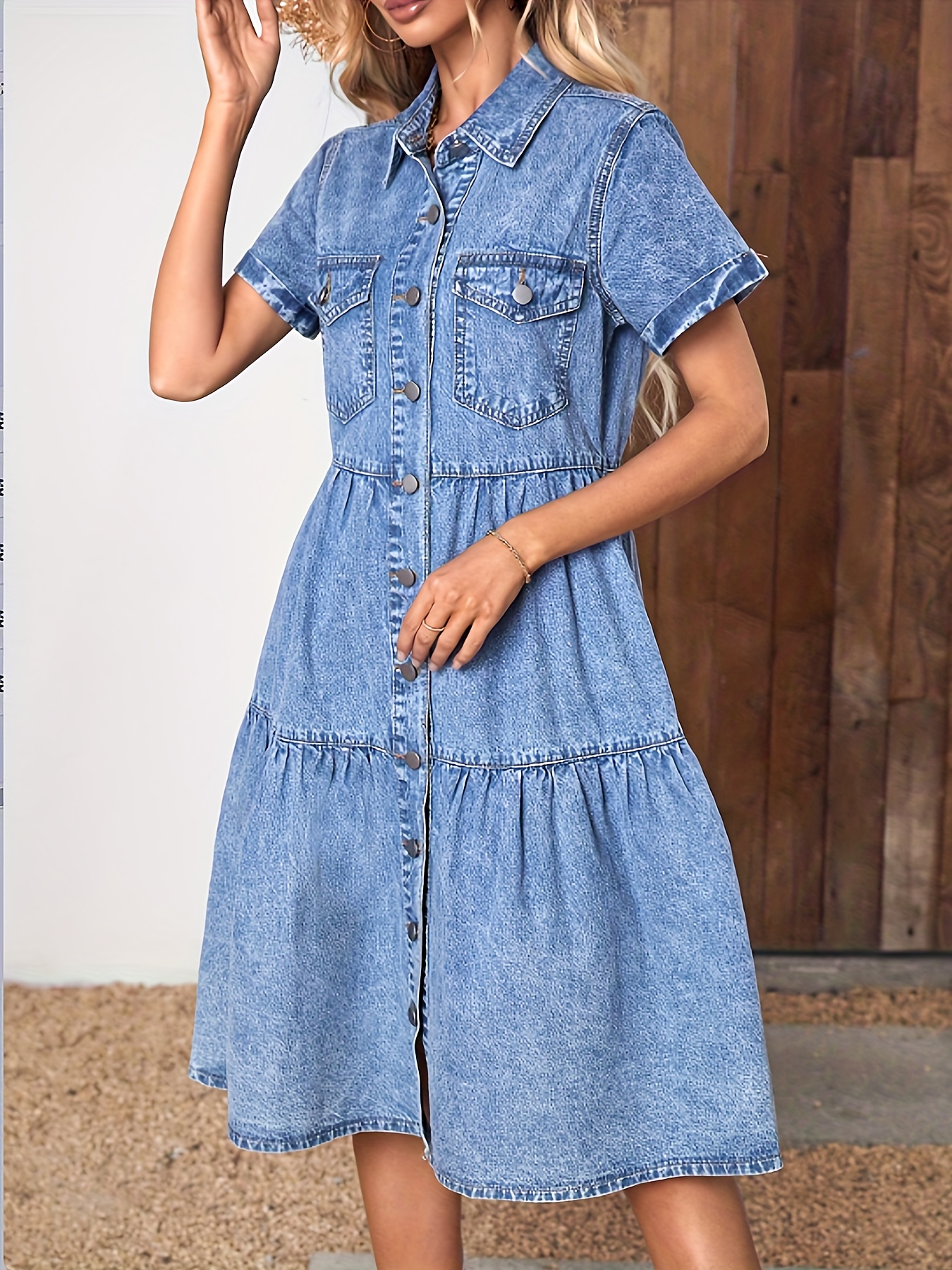 Smiling Girl Wearing Jeans Dress Hiding Stock Photo 7257241 | Shutterstock-sonthuy.vn