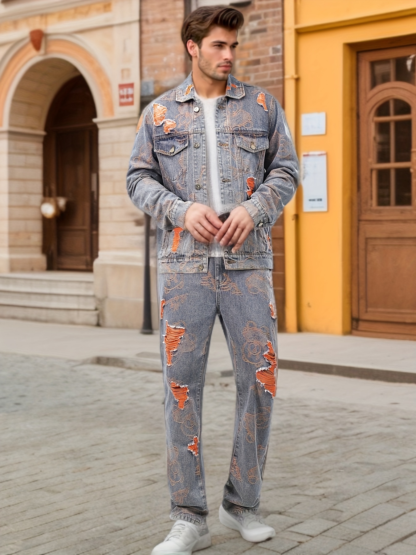 Traje de trabajo para hombre, mezcla de algodón, con bolsillos en el pecho