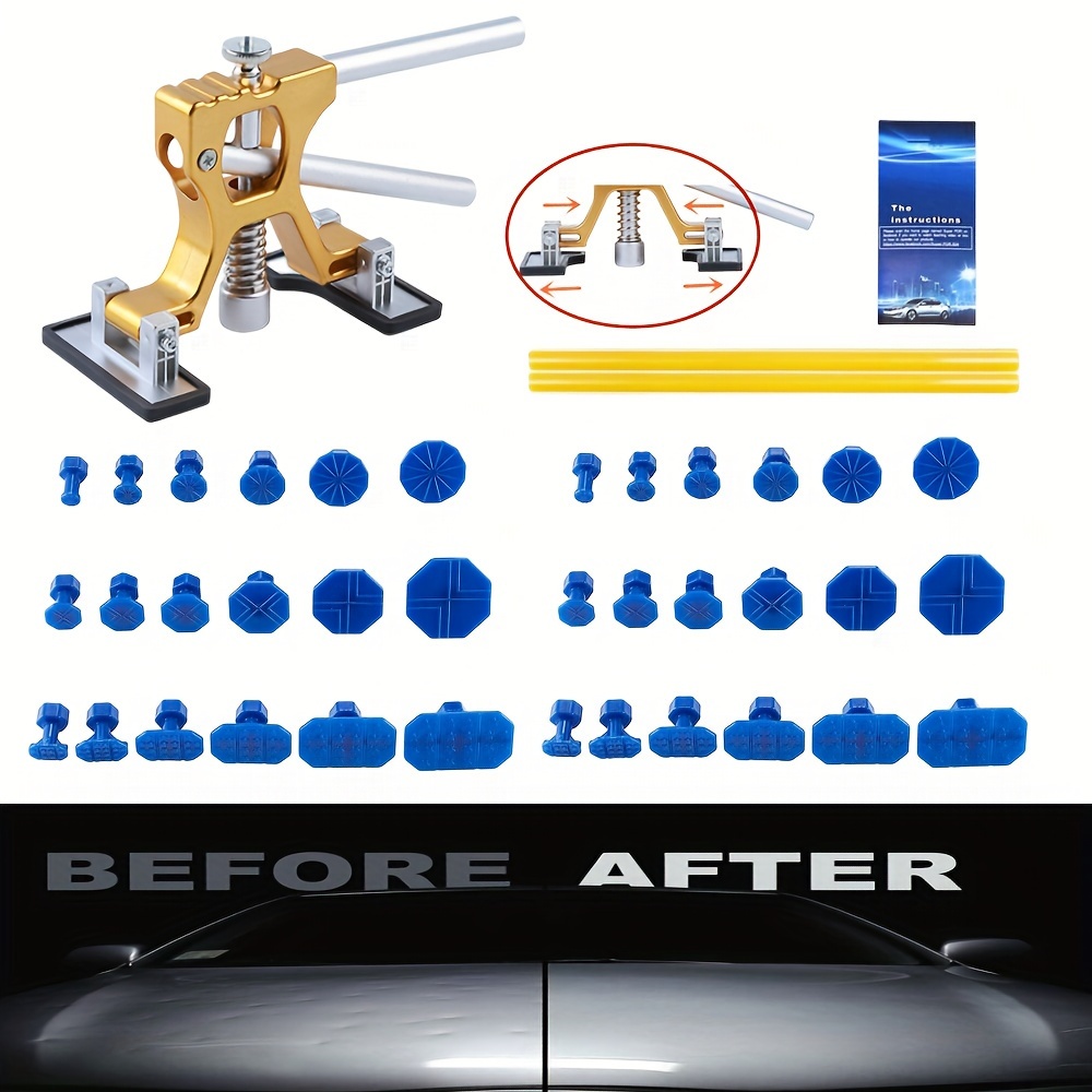 Manelord Auto Body Dent Repair Kit, Car Dent Puller with Golden Dent Puller for Auto Body Dent Removal, Minor Dent and Deep Dent Removal