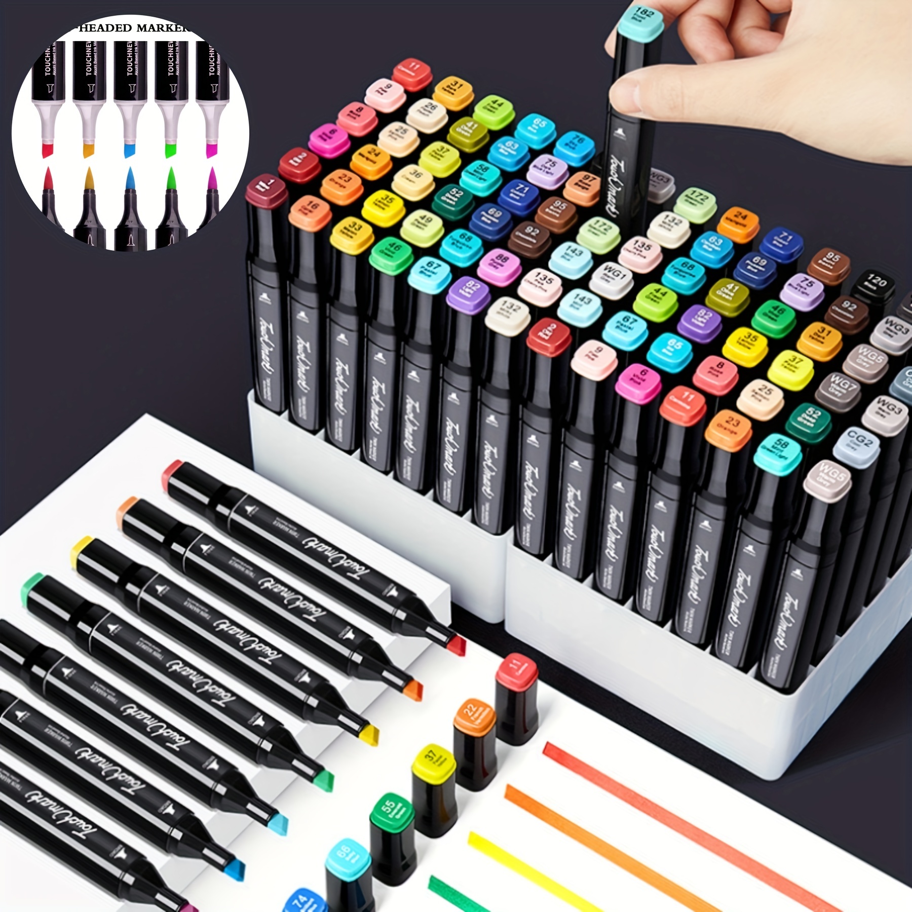 72 colores marcadores de alcohol, cepillo Ohuhu y marcador de boceto fino  de doble punta para niños, artista, juego de marcadores de arte con cepillo