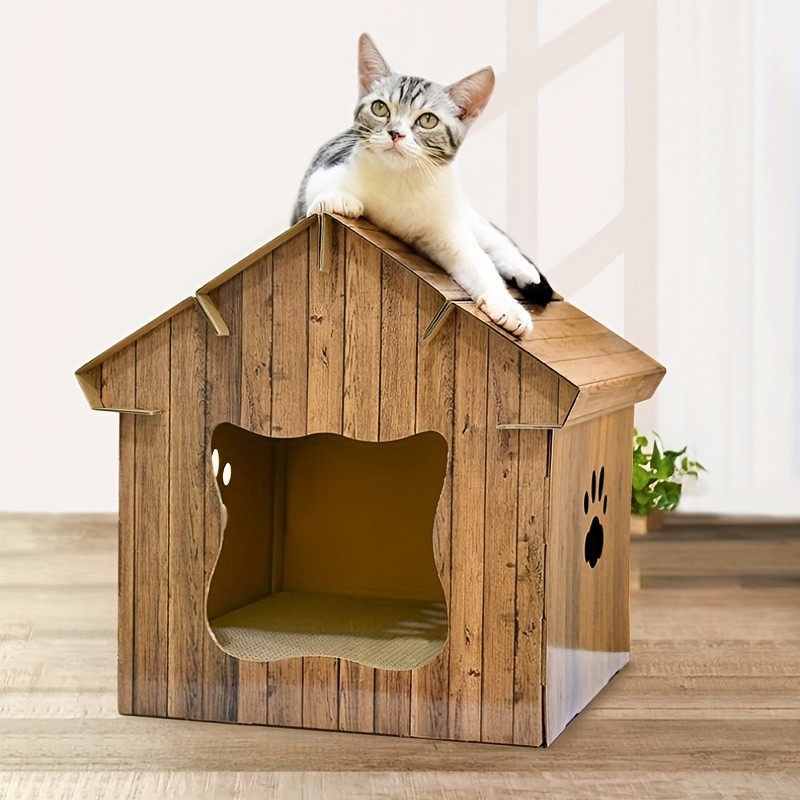 Casa para gatos exterior, resistente a la intemperie, pequeña casa de  madera para mascotas y hábitats (gris) : : Productos para  animales