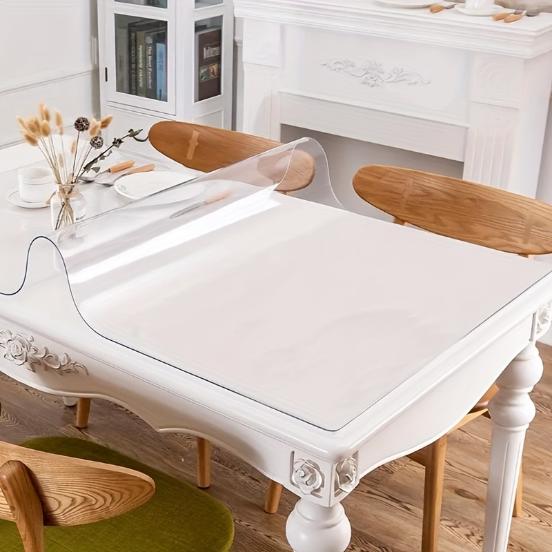  Protector de mesa de comedor de plástico transparente para mesa  de comedor o mesa, mantel de madera, para muebles de café, mesa de mesa,  cubierta de protección superior impermeable de PVC