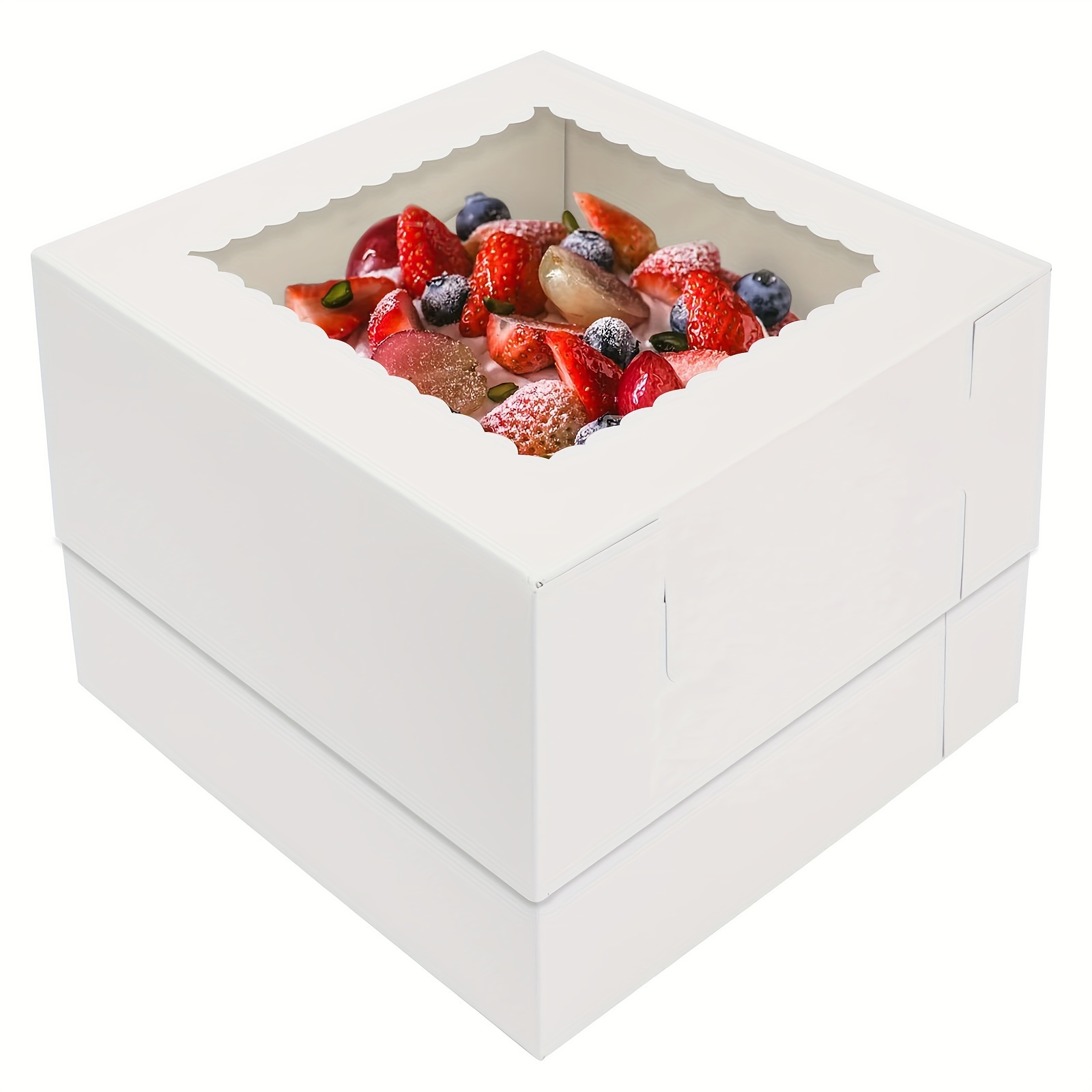 Caja de pastel caja transparente Caja de regalo con tapa, ventana, caja  para pasteles y regalos, caja de pastel transparente de 10 x 10 x 9.5