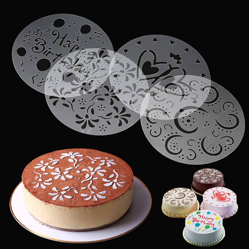 8pcs Cake Decorating Stencils Reusable Floral Cake Stencil Templates Spray  Floral Leave Cookie Molds Fondant Dessert Decorating Molds DIY Baking Decor