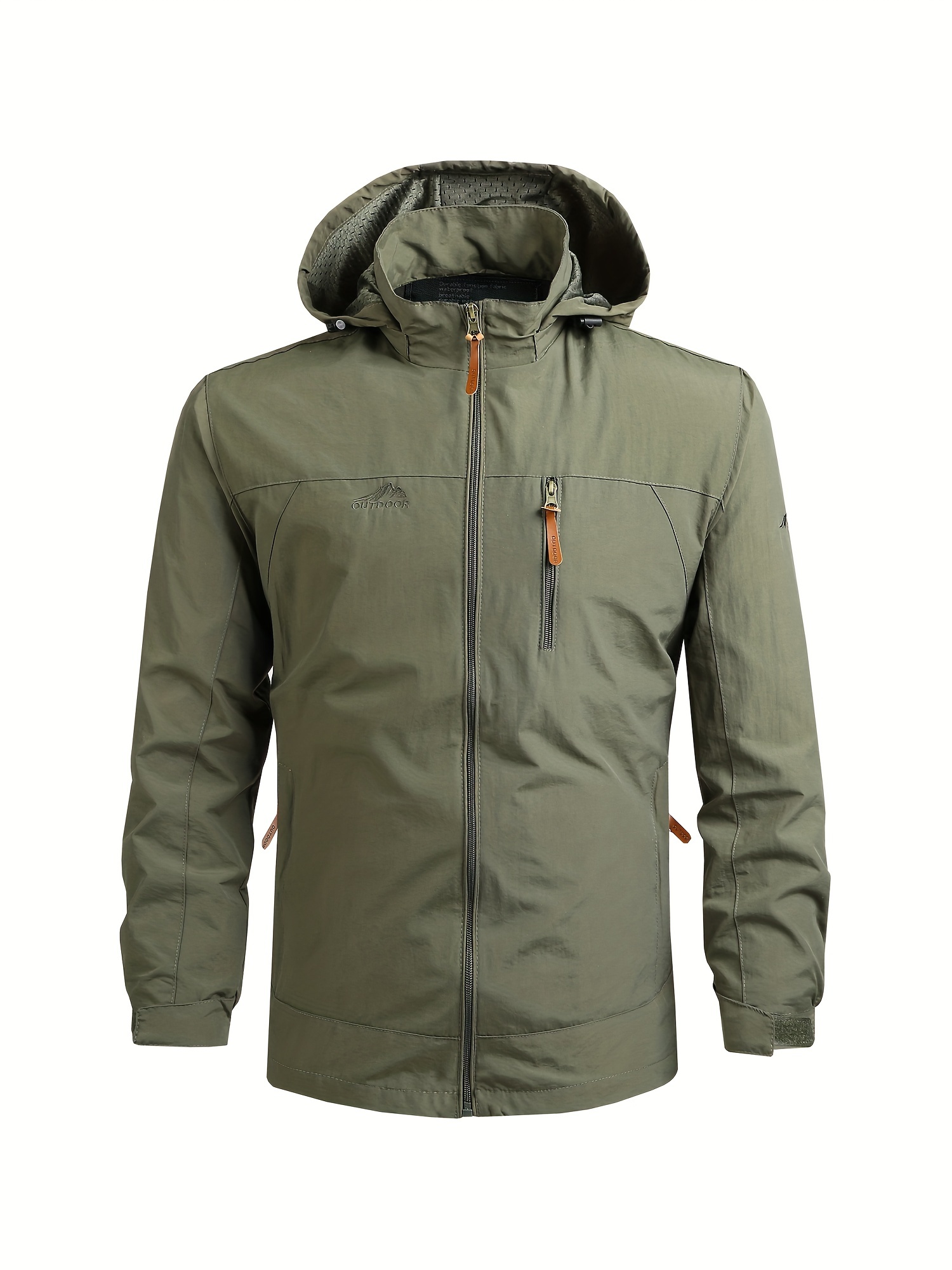 Trendy Windbreaker Hooded Jacket, Men's Casual Slant Pocket Jackets By  Activity For Spring Fall