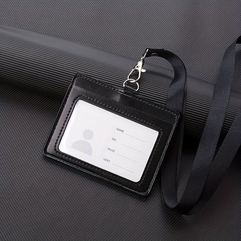 Tradineur - Porta tarjeta identificativa colgante, funda para tarjeta  identificación con cordón extensible para exposición, nego