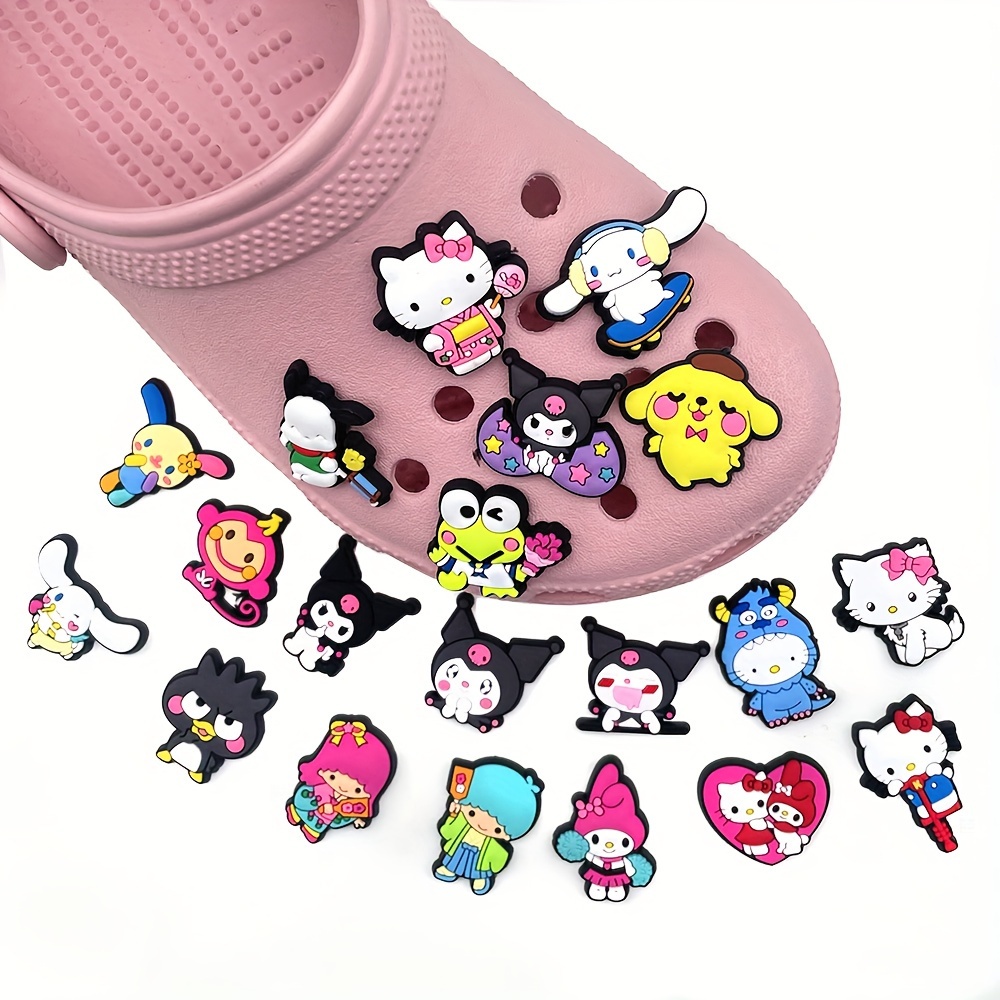50 Pcs Crock Shoe Charms for Croc Kids Girls, for Hello Kitty for Croc Charms for Party Favors Gifts, Pink Kawaii Charms for Wristband Bracelets