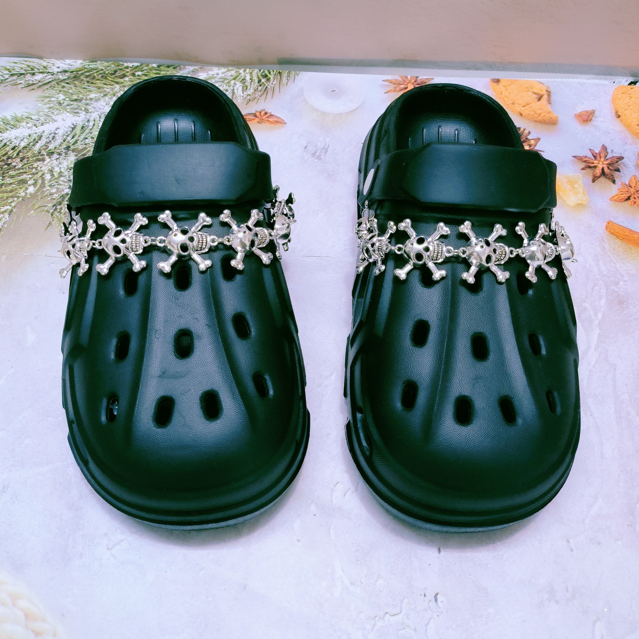 Punk Style Croc Charms Diy Hole Sandals Decorations Skull - Temu Japan