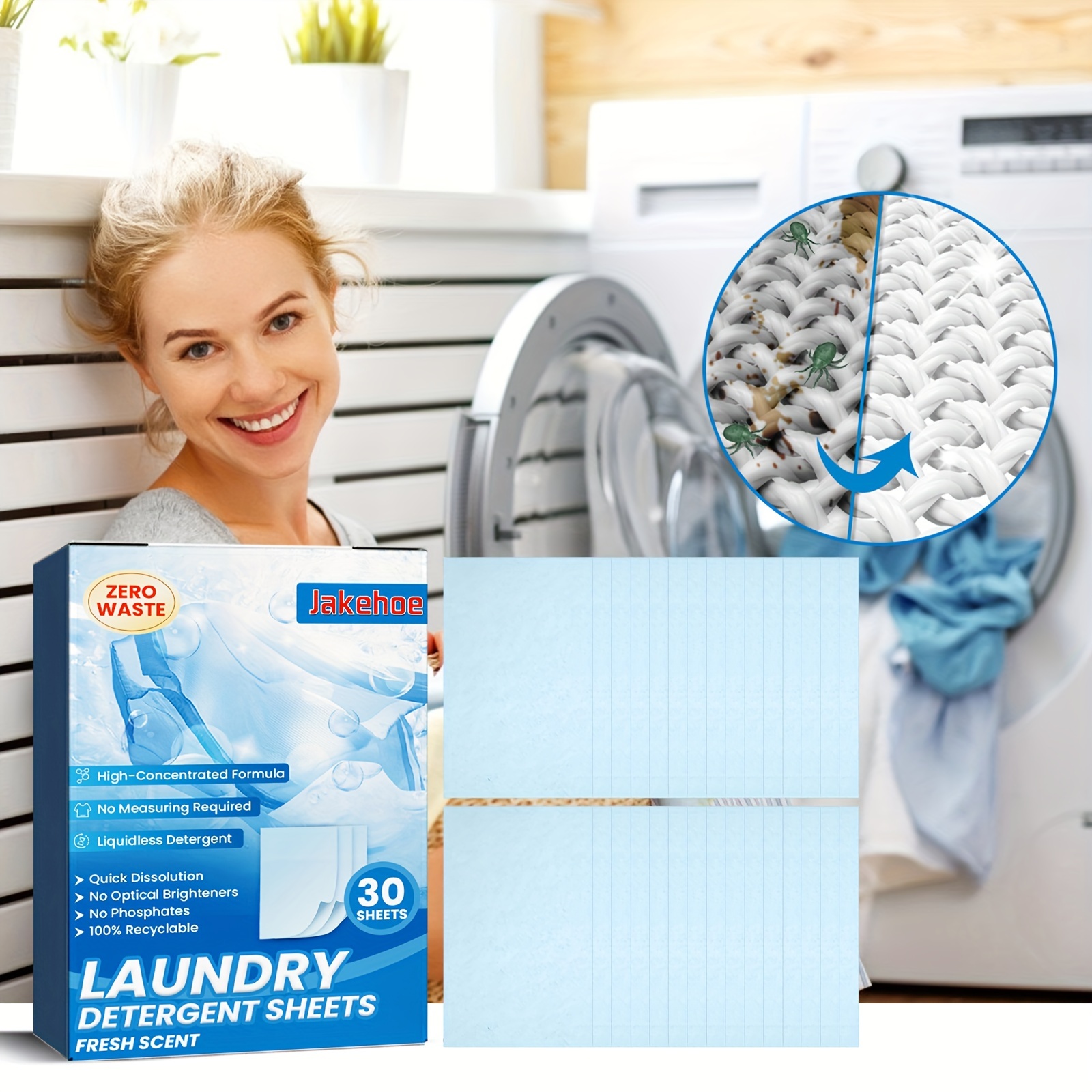 Earth Breeze - Liquid-Less Laundry Detergent Sheets - Fragrance Free - No Plastic Jug (180 Loads) 90 Sheets (Pack of 3)