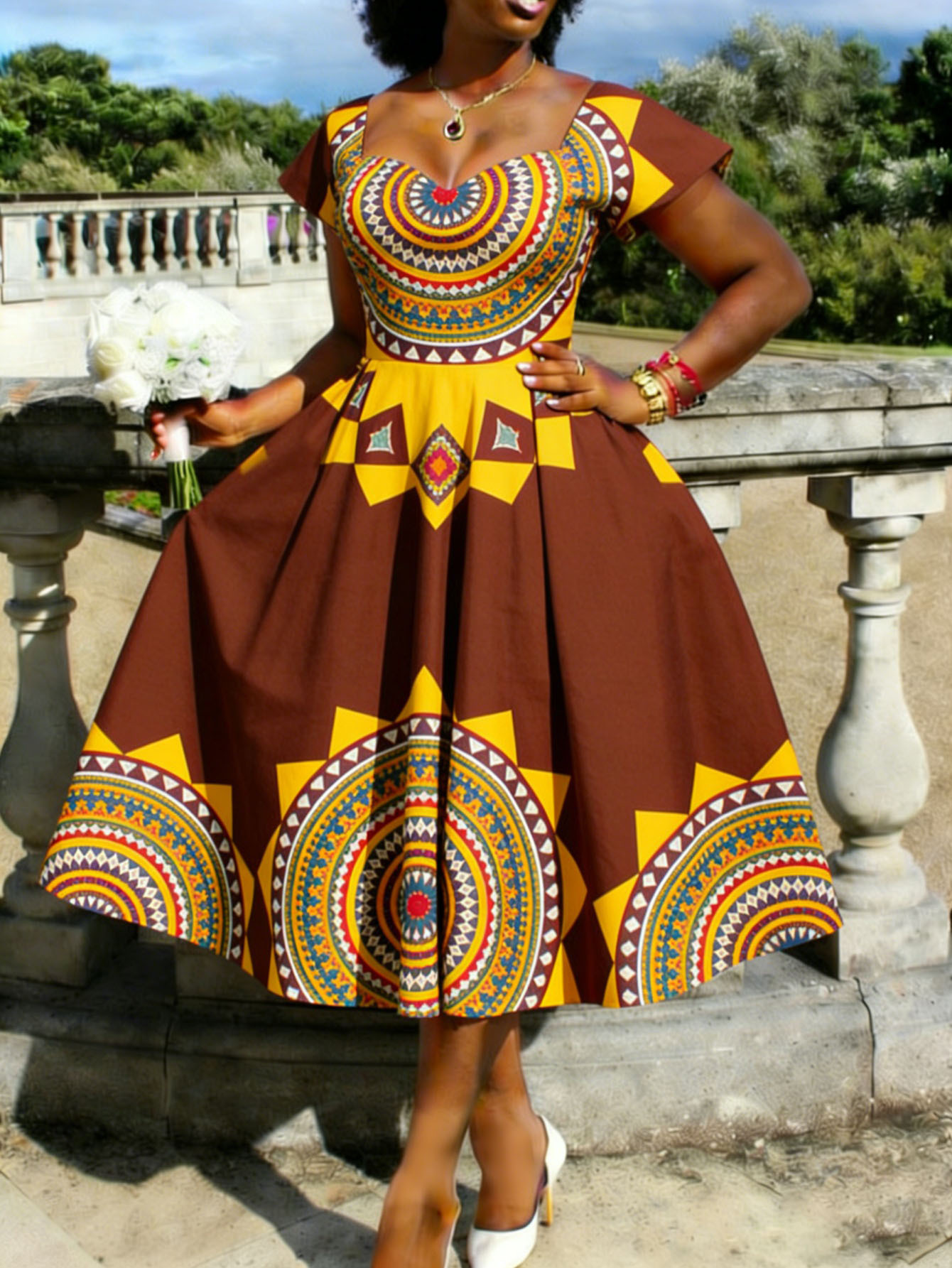 african dress white sold on Temu United States