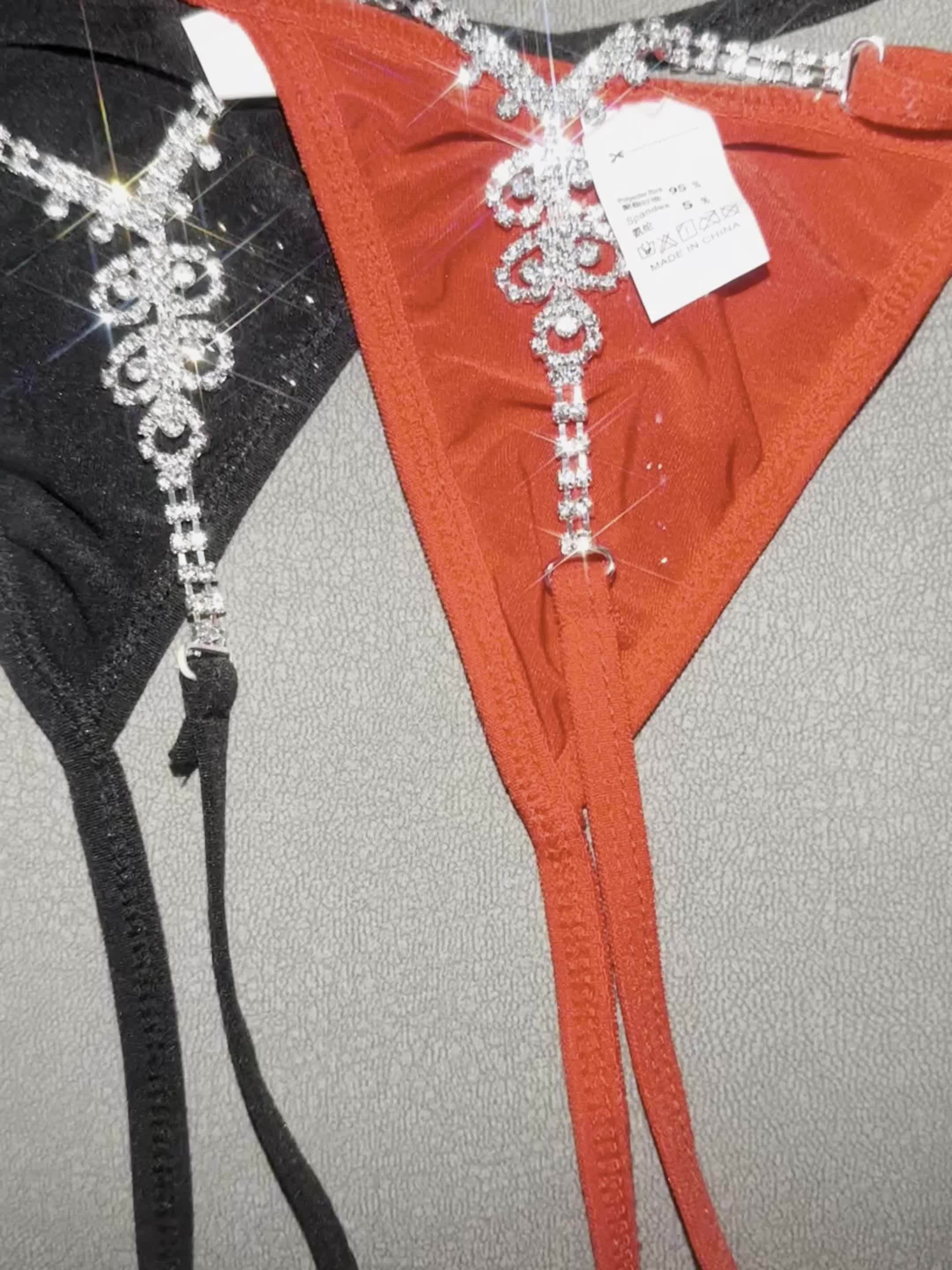 1pc New Arrival Dollar Sign Rhinestone Underwear, Sexy Circle G-String With  Body Chain For Women
