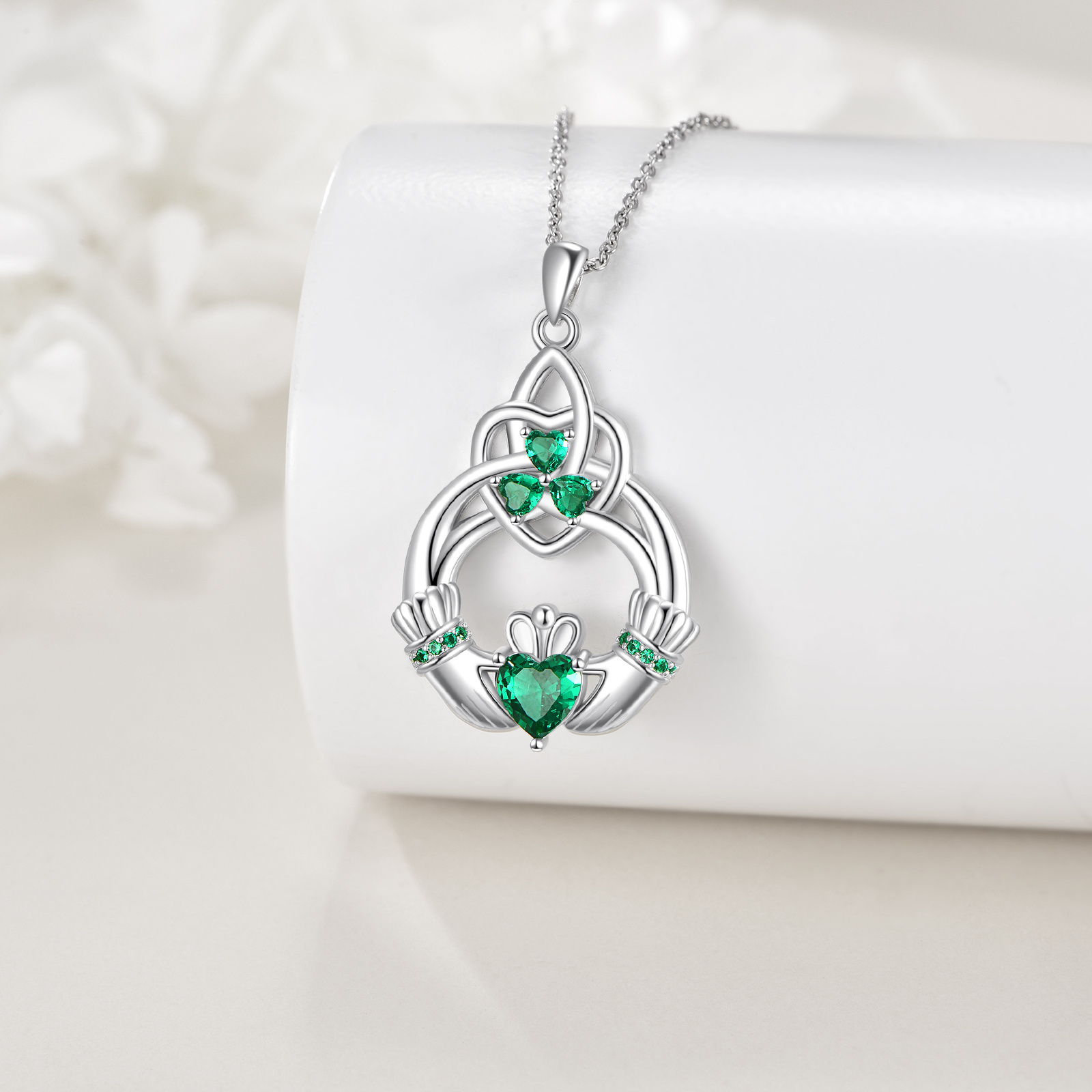 Unisex 925 Sterling Silver Claddagh Necklace
