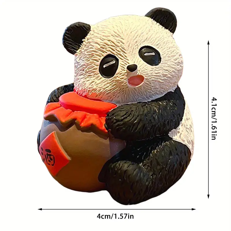 Figurine décorative de bureau en résine panda mignon pour chambre d'anniversaire 6 pièces détails 2