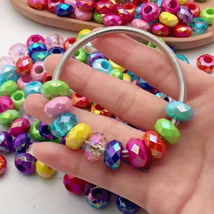 Resin Mix Colored Beads Large Hole Beads Set Bracelet Bead - Temu