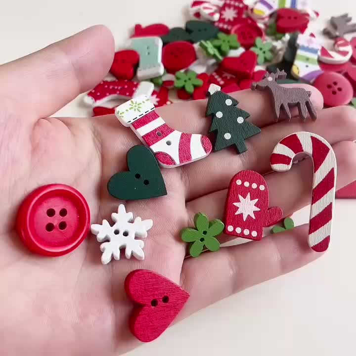 Wooden Button Christmas Pattern, Christmas Crafts Buttons