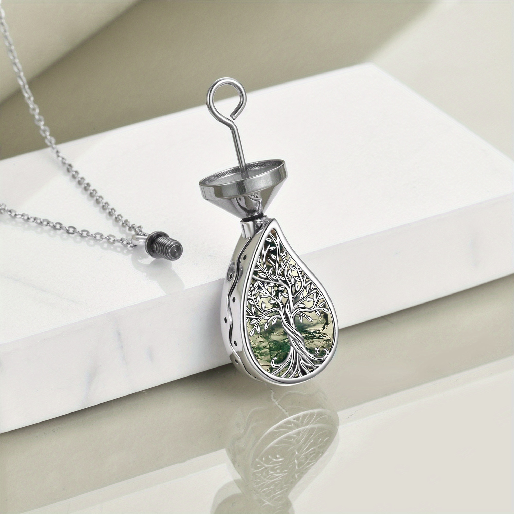 925 Sterling Silver Tree of Life Urn Necklace, Elegant Gift