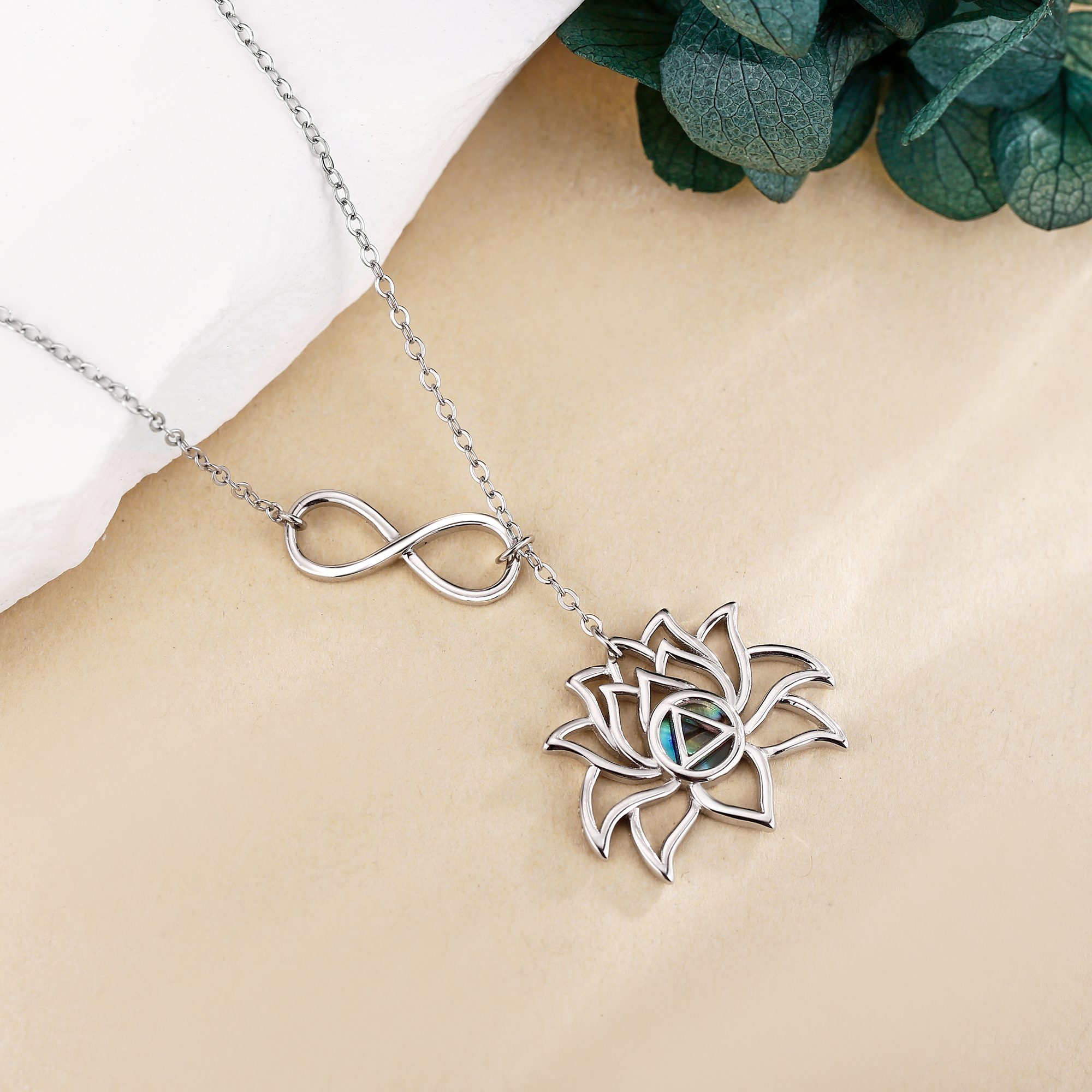925 Sterling Silver Lotus Necklace with Abalone Shell — Meaningful Gift