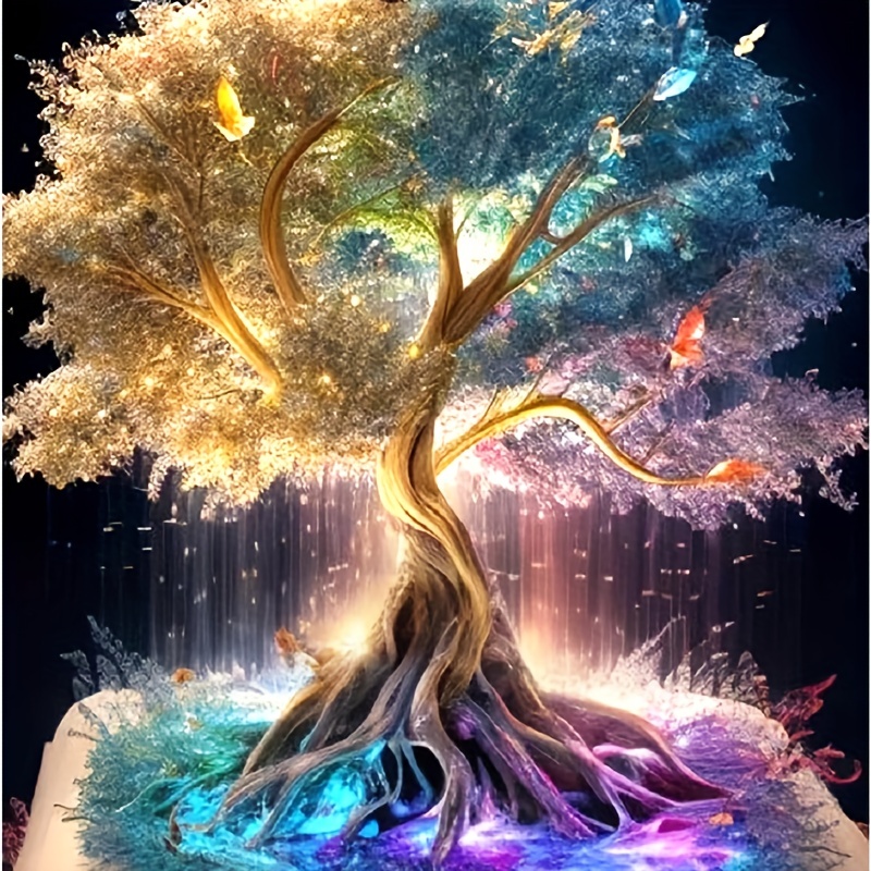 Colorful Tree Diamond Painting Handmade Diy Square Drill - Temu