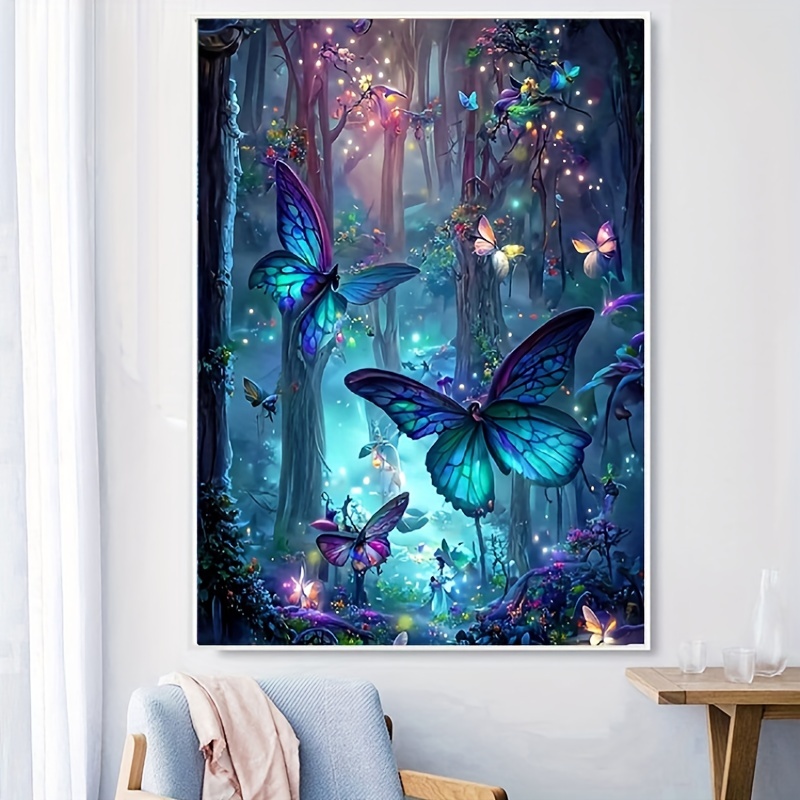 Blue Moon Night Butterfly Diamond Painting Set, Adult Diamond Art Painting  Set, Full Square Diamond Diamond Art Paint Digital Blue Butterfly Diamond  Gemstone Art Diamond Home Decoration(30*40cm)