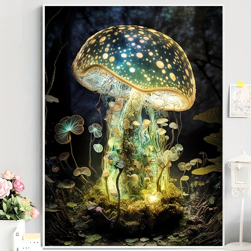 Tishiron Trippy Mushroom Diamond Art Painting Kits,12x16 inch 5D DIY Snails Moon and Stars Diamond Art Crafts Kit for Home Wall Decor Gift, Size: 12 x