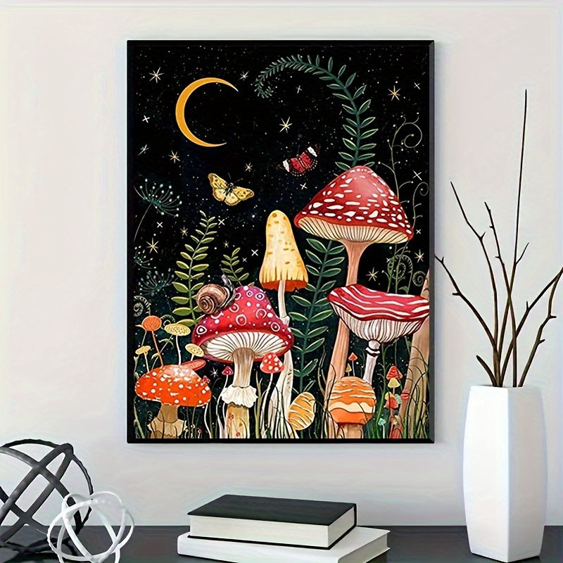 Mushroom Artwork Portrait Diamond Painting Cute Colorful Design House  Embroidery