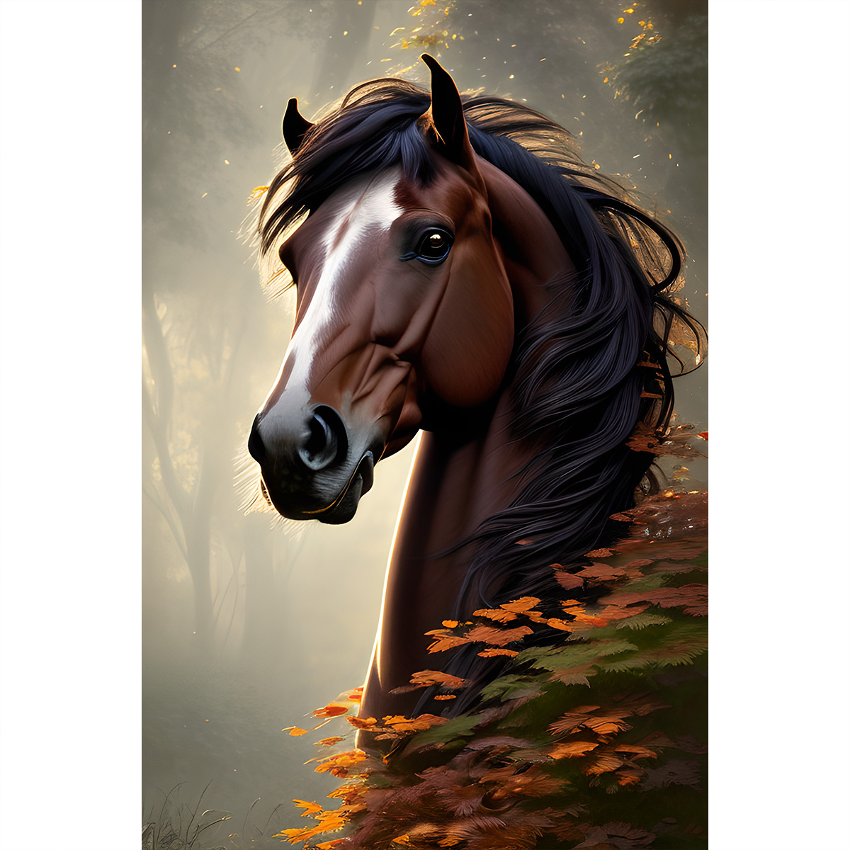 Running White Andalusian Horse - 5D Diamond Painting 