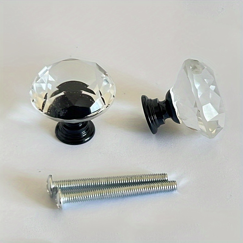 Pomos de Cristal para cajón o mueble, Tirador de Cajón con Tornillo, Mango  de Cristal de Diamante, Tiradores de Muebles, para Armario Cajón Aparador